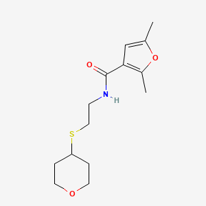 2,5-dimethyl-N-(2-((tetrahydro-2H-pyran-4-yl)thio)ethyl)furan-3-carboxamide