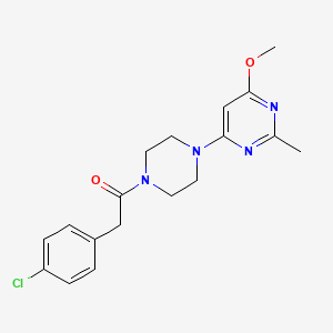 molecular formula C18H21ClN4O2 B2681649 2-(4-Chlorophenyl)-1-(4-(6-methoxy-2-methylpyrimidin-4-yl)piperazin-1-yl)ethanone CAS No. 946371-49-9
