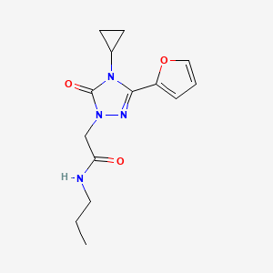 molecular formula C14H18N4O3 B2681650 2-(4-cyclopropyl-3-(furan-2-yl)-5-oxo-4,5-dihydro-1H-1,2,4-triazol-1-yl)-N-propylacetamide CAS No. 1797287-83-2