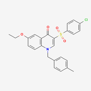 molecular formula C25H22ClNO4S B2681651 3-(4-Chlorophenyl)sulfonyl-6-ethoxy-1-[(4-methylphenyl)methyl]quinolin-4-one CAS No. 866809-99-6