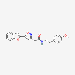 molecular formula C22H20N2O4 B2681652 2-(5-(benzofuran-2-yl)isoxazol-3-yl)-N-(4-methoxyphenethyl)acetamide CAS No. 1105243-93-3