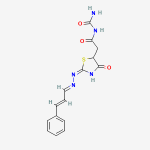B2681653 N-carbamoyl-2-((E)-4-oxo-2-((E)-((E)-3-phenylallylidene)hydrazono)thiazolidin-5-yl)acetamide CAS No. 868152-98-1