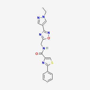 N-((3-(1-ethyl-1H-pyrazol-4-yl)-1,2,4-oxadiazol-5-yl)methyl)-2-phenylthiazole-4-carboxamide