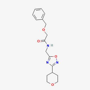 2-(benzyloxy)-N-((3-(tetrahydro-2H-pyran-4-yl)-1,2,4-oxadiazol-5-yl)methyl)acetamide