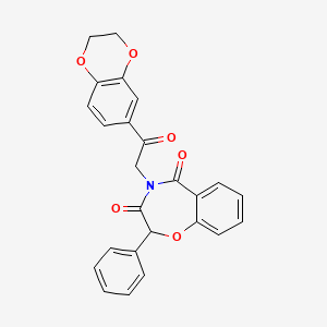 4-(2-(2,3-dihydrobenzo[b][1,4]dioxin-6-yl)-2-oxoethyl)-2-phenylbenzo[f][1,4]oxazepine-3,5(2H,4H)-dione