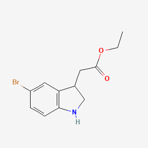 molecular formula C12H14BrNO2 B2681743 ethyl 2-(5-bromo-2,3-dihydro-1H-indol-3-yl)acetate CAS No. 2248377-65-1