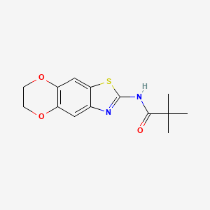 molecular formula C14H16N2O3S B2681777 N-{10,13-dioxa-4-thia-6-azatricyclo[7.4.0.0^{3,7}]trideca-1,3(7),5,8-tetraen-5-yl}-2,2-dimethylpropanamide CAS No. 892847-94-8