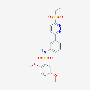 molecular formula C20H21N3O6S2 B2681816 N-{3-[6-(ethanesulfonyl)pyridazin-3-yl]phenyl}-2,5-dimethoxybenzene-1-sulfonamide CAS No. 950320-01-1