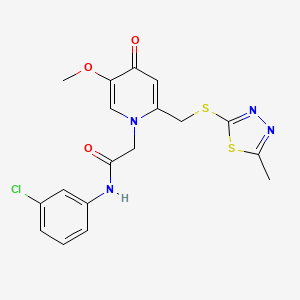 molecular formula C18H17ClN4O3S2 B2681818 N-(3-chlorophenyl)-2-(5-methoxy-2-(((5-methyl-1,3,4-thiadiazol-2-yl)thio)methyl)-4-oxopyridin-1(4H)-yl)acetamide CAS No. 933206-30-5