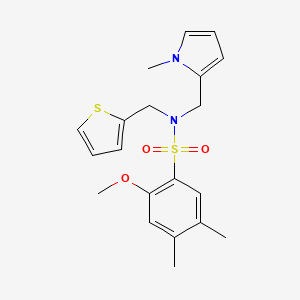 2-methoxy-4,5-dimethyl-N-((1-methyl-1H-pyrrol-2-yl)methyl)-N-(thiophen-2-ylmethyl)benzenesulfonamide