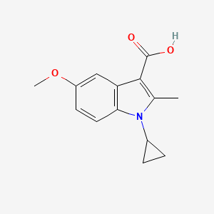 molecular formula C14H15NO3 B2681838 1-cyclopropyl-5-methoxy-2-methyl-1H-indole-3-carboxylic acid CAS No. 300541-60-0