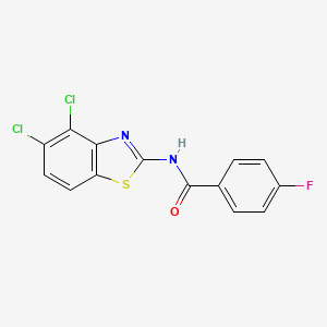 molecular formula C14H7Cl2FN2OS B2681849 N-(4,5-dichloro-1,3-benzothiazol-2-yl)-4-fluorobenzamide CAS No. 868230-34-6
