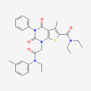 molecular formula C29H32N4O4S B2681854 N,N-DIETHYL-1-{[ETHYL(3-METHYLPHENYL)CARBAMOYL]METHYL}-5-METHYL-2,4-DIOXO-3-PHENYL-1H,2H,3H,4H-THIENO[2,3-D]PYRIMIDINE-6-CARBOXAMIDE CAS No. 866015-64-7