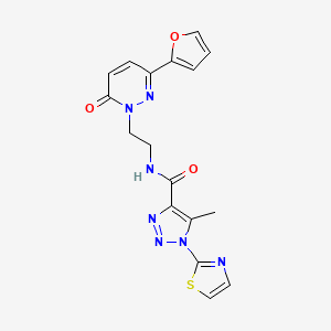 B2681871 N-(2-(3-(furan-2-yl)-6-oxopyridazin-1(6H)-yl)ethyl)-5-methyl-1-(thiazol-2-yl)-1H-1,2,3-triazole-4-carboxamide CAS No. 1251635-61-6