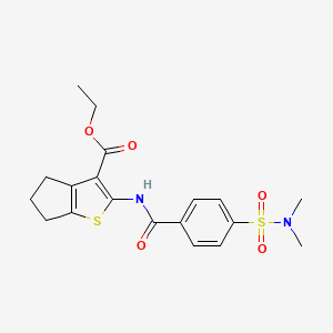 molecular formula C19H22N2O5S2 B2681878 ethyl 2-(4-(N,N-dimethylsulfamoyl)benzamido)-5,6-dihydro-4H-cyclopenta[b]thiophene-3-carboxylate CAS No. 312917-75-2