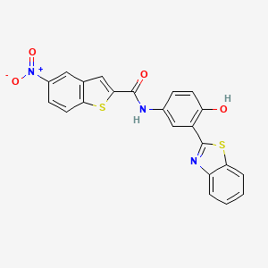 molecular formula C22H13N3O4S2 B2681879 N-[3-(1,3-benzothiazol-2-yl)-4-hydroxyphenyl]-5-nitro-1-benzothiophene-2-carboxamide CAS No. 361478-60-6