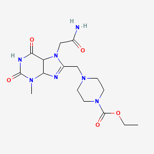 molecular formula C16H23N7O5 B2681910 ethyl 4-{[7-(carbamoylmethyl)-3-methyl-2,6-dioxo-2,3,6,7-tetrahydro-1H-purin-8-yl]methyl}piperazine-1-carboxylate CAS No. 862979-84-8