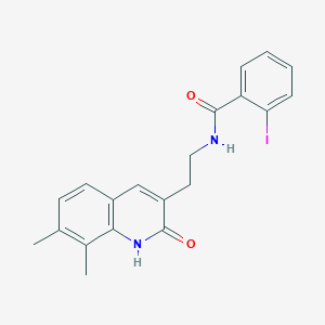 molecular formula C20H19IN2O2 B2681927 N-[2-(7,8-dimethyl-2-oxo-1,2-dihydroquinolin-3-yl)ethyl]-2-iodobenzamide CAS No. 851408-00-9