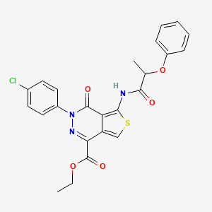molecular formula C24H20ClN3O5S B2681975 Ethyl 3-(4-chlorophenyl)-4-oxo-5-(2-phenoxypropanamido)-3,4-dihydrothieno[3,4-d]pyridazine-1-carboxylate CAS No. 851950-71-5