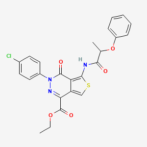 B2681975 Ethyl 3-(4-chlorophenyl)-4-oxo-5-(2-phenoxypropanamido)-3,4-dihydrothieno[3,4-d]pyridazine-1-carboxylate CAS No. 851950-71-5