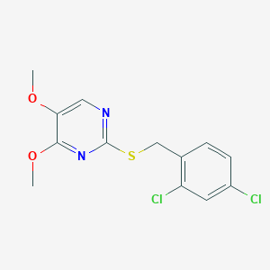 molecular formula C13H12Cl2N2O2S B2682010 2-[(2,4-Dichlorobenzyl)sulfanyl]-4,5-dimethoxypyrimidine CAS No. 339275-88-6