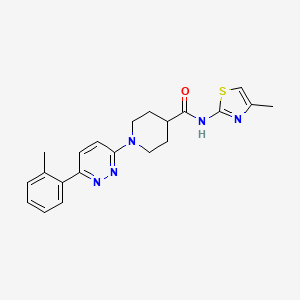molecular formula C21H23N5OS B2682040 N-(4-methyl-1,3-thiazol-2-yl)-1-[6-(2-methylphenyl)pyridazin-3-yl]piperidine-4-carboxamide CAS No. 1105233-10-0