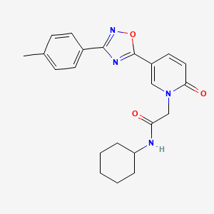 molecular formula C22H24N4O3 B2682120 N-cyclohexyl-2-{5-[3-(4-methylphenyl)-1,2,4-oxadiazol-5-yl]-2-oxo-1,2-dihydropyridin-1-yl}acetamide CAS No. 1113109-68-4