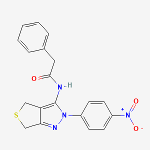 molecular formula C19H16N4O3S B2682125 N-[2-(4-nitrophenyl)-2H,4H,6H-thieno[3,4-c]pyrazol-3-yl]-2-phenylacetamide CAS No. 396724-32-6