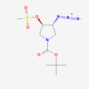 molecular formula C10H18N4O5S B2682127 Tert-butyl (3R,4R)-3-azido-4-methylsulfonyloxypyrrolidine-1-carboxylate CAS No. 1353629-51-2