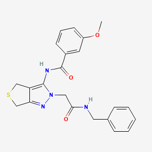 molecular formula C22H22N4O3S B2682129 N-{2-[(benzylcarbamoyl)methyl]-2H,4H,6H-thieno[3,4-c]pyrazol-3-yl}-3-methoxybenzamide CAS No. 1105218-08-3