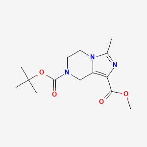 molecular formula C14H21N3O4 B2682136 7-tert-butyl 1-methyl 3-methyl-5H,6H,7H,8H-imidazo[1,5-a]pyrazine-1,7-dicarboxylate CAS No. 1359655-89-2