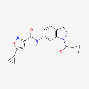 molecular formula C19H19N3O3 B2682139 N-(1-(cyclopropanecarbonyl)indolin-6-yl)-5-cyclopropylisoxazole-3-carboxamide CAS No. 1396627-81-8