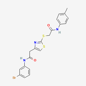 molecular formula C20H18BrN3O2S2 B2682147 N-(3-bromophenyl)-2-(2-((2-oxo-2-(p-tolylamino)ethyl)thio)thiazol-4-yl)acetamide CAS No. 941922-05-0