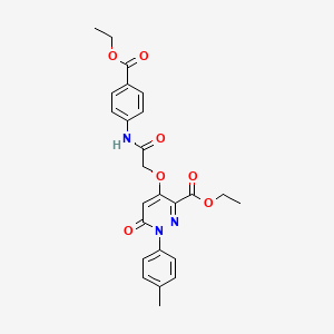 molecular formula C25H25N3O7 B2682181 ethyl 4-({[4-(ethoxycarbonyl)phenyl]carbamoyl}methoxy)-1-(4-methylphenyl)-6-oxo-1,6-dihydropyridazine-3-carboxylate CAS No. 899992-89-3