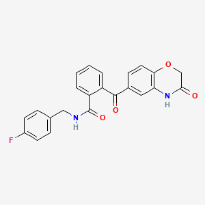 molecular formula C23H17FN2O4 B2682198 N-[(4-fluorophenyl)methyl]-2-(3-oxo-4H-1,4-benzoxazine-6-carbonyl)benzamide CAS No. 861212-82-0