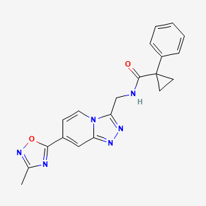 molecular formula C20H18N6O2 B2682222 N-((7-(3-methyl-1,2,4-oxadiazol-5-yl)-[1,2,4]triazolo[4,3-a]pyridin-3-yl)methyl)-1-phenylcyclopropanecarboxamide CAS No. 2034349-00-1