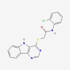 molecular formula C18H13ClN4OS B2682255 N-(2-CHLOROPHENYL)-2-{5H-PYRIMIDO[5,4-B]INDOL-4-YLSULFANYL}ACETAMIDE CAS No. 1115940-65-2