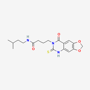 molecular formula C18H23N3O4S B2682273 N-(3-methylbutyl)-4-{8-oxo-6-sulfanylidene-2H,5H,6H,7H,8H-[1,3]dioxolo[4,5-g]quinazolin-7-yl}butanamide CAS No. 688054-17-3