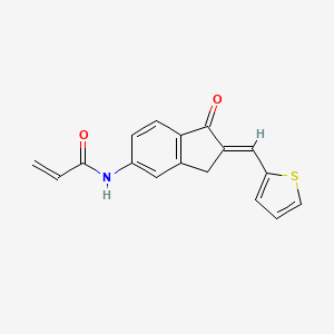 molecular formula C17H13NO2S B2682285 N-[(2E)-1-Oxo-2-(thiophen-2-ylmethylidene)-3H-inden-5-yl]prop-2-enamide CAS No. 2305571-77-9