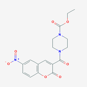 molecular formula C17H17N3O7 B2682287 ethyl 4-(6-nitro-2-oxo-2H-chromene-3-carbonyl)piperazine-1-carboxylate CAS No. 325779-23-5