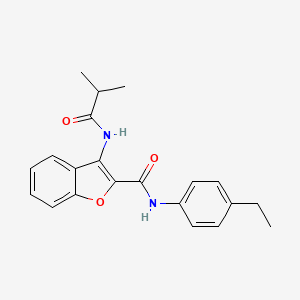 molecular formula C21H22N2O3 B2682292 N-(4-ethylphenyl)-3-isobutyramidobenzofuran-2-carboxamide CAS No. 888453-85-8