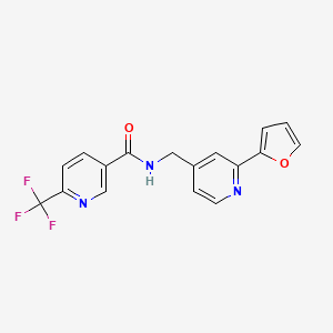 molecular formula C17H12F3N3O2 B2682303 N-((2-(furan-2-yl)pyridin-4-yl)methyl)-6-(trifluoromethyl)nicotinamide CAS No. 2034266-80-1