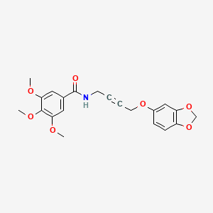 molecular formula C21H21NO7 B2682305 N-(4-(benzo[d][1,3]dioxol-5-yloxy)but-2-yn-1-yl)-3,4,5-trimethoxybenzamide CAS No. 1428364-63-9