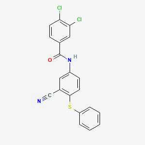 molecular formula C20H12Cl2N2OS B2682308 3,4-dichloro-N-[3-cyano-4-(phenylsulfanyl)phenyl]benzamide CAS No. 303147-70-8