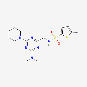 molecular formula C16H24N6O2S2 B2682340 N-((4-(dimethylamino)-6-(piperidin-1-yl)-1,3,5-triazin-2-yl)methyl)-5-methylthiophene-2-sulfonamide CAS No. 2034471-73-1