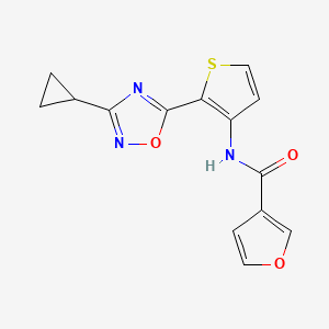 molecular formula C14H11N3O3S B2682375 N-[2-(3-cyclopropyl-1,2,4-oxadiazol-5-yl)thiophen-3-yl]furan-3-carboxamide CAS No. 1795297-90-3