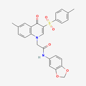 molecular formula C26H22N2O6S B2682417 N-(2H-1,3-benzodioxol-5-yl)-2-[6-methyl-3-(4-methylbenzenesulfonyl)-4-oxo-1,4-dihydroquinolin-1-yl]acetamide CAS No. 902584-91-2