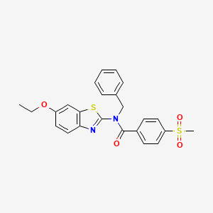 molecular formula C24H22N2O4S2 B2682477 N-benzyl-N-(6-ethoxybenzo[d]thiazol-2-yl)-4-(methylsulfonyl)benzamide CAS No. 941878-01-9