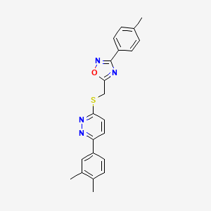 3-(3,4-Dimethylphenyl)-6-({[3-(4-methylphenyl)-1,2,4-oxadiazol-5-yl]methyl}thio)pyridazine