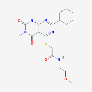 2-(7-cyclohexyl-1,3-dimethyl-2,4-dioxopyrimido[4,5-d]pyrimidin-5-yl)sulfanyl-N-(2-methoxyethyl)acetamide